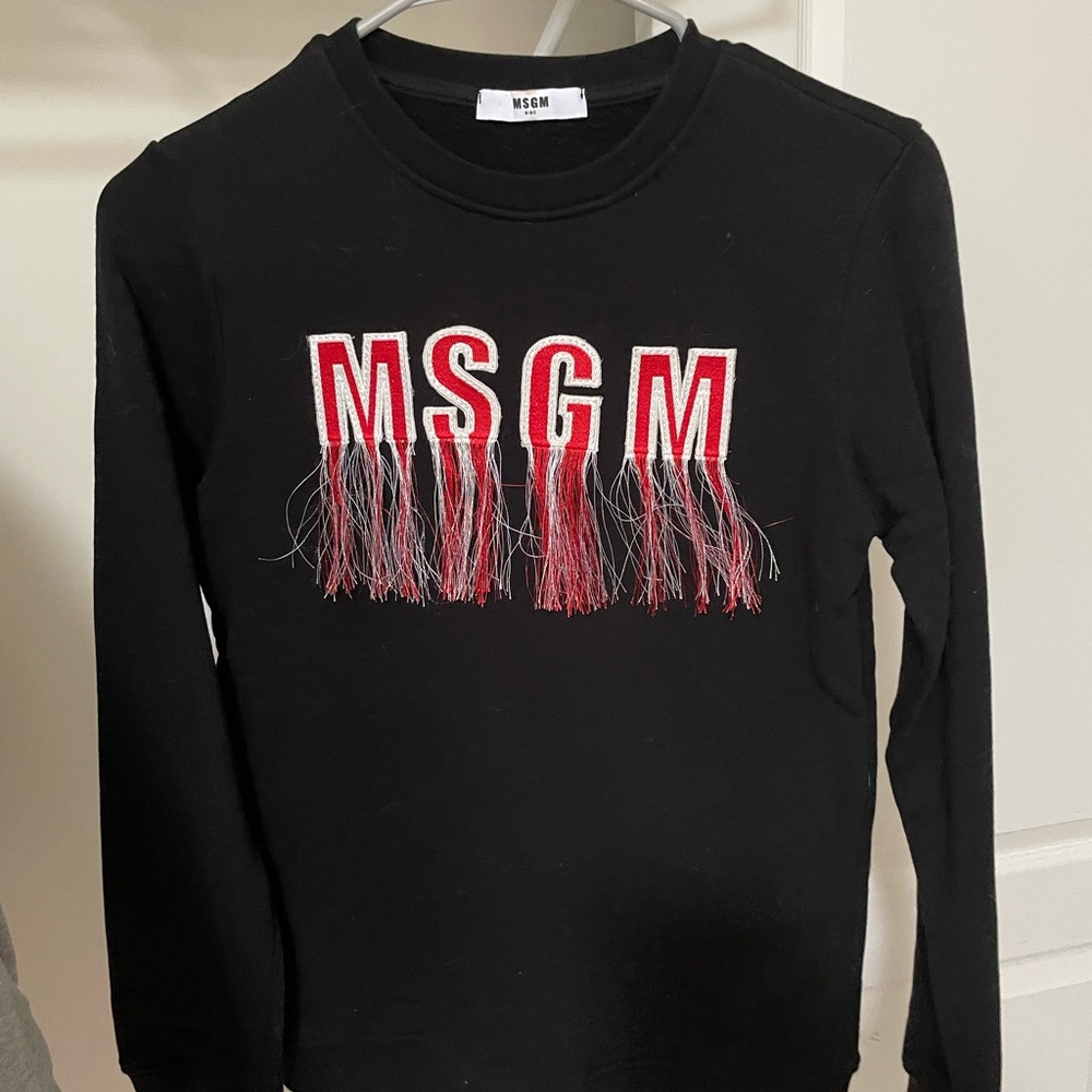 Used MSGM Black and Red Drip Logo kids Sweatshirt size14